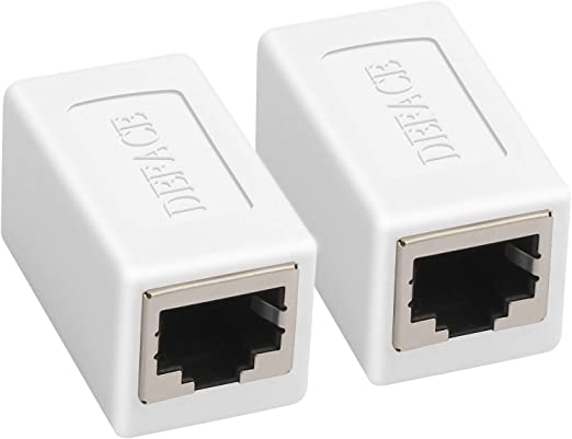 DEFACE RJ45 Coupler Cat8 Cat7 Cat6 Cat5 Ethernet Cable Extender Adapter LAN Connector in Line Coupler Female to Female 2 Pcs White