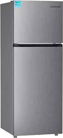 Upstreman 14.7 Cu.Ft. Double Door Fridge in Stainless Steel with Large Capacity Top Freezer, Frost Free, Adjustable Thermostat Control, Fingerprint-resistant,Reversible Door Swing, ENERGY STAR-BD147