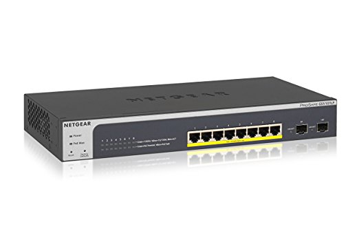 NETGEAR 8-Port Gigabit Ethernet Smart Managed Pro Switch, PoE , 75w, 2 SFP, L3, ProSAFE Lifetime Protection (GS510TLP)