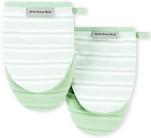 KitchenAid Albany Mini Oven Mitt 2-Pack Set, Pistachio, 5.5"x8"