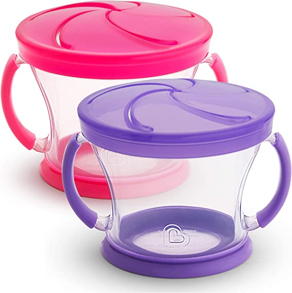 Munchkin Snack Catcher, 2 Pack, Pink/Purple