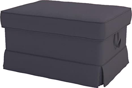 The Heavy Cotton Ektorp Ottoman Cover Replacement is Made Compatible for IKEA Ektorp Footstool Or Stool Slipcover (Dense Cotton Dark Gray)