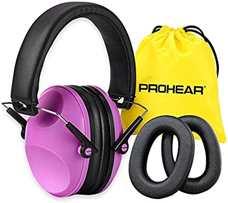 PROHEAR 032P Ear Defenders for Children, Teens Hearing Protection Bonus Storage Bag and 2 Ear Pads, Safety Ear Protector muff for Autism, Adjustable Headband, Pink