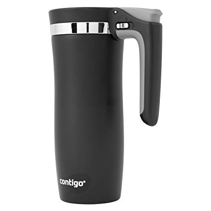 Contigo Handled AUTOSEAL Travel Mug Vacuum-Insulated Stainless Steel Easy-Clean Lid, 16 oz, Black