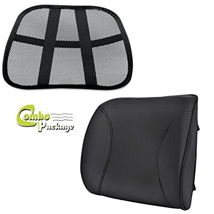 Ultimate Combo Posture Fix Mesh Office Chair & Plush Seat Lumbar Back Support Cushion with Removable Cover - Get Better Now!