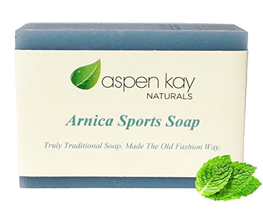 Arnica Soap - 100% Natural and Organic Sports Soap for Athletes. Great for after Cross Fit, Yoga, Exercising or Working Out. Infused with Arnica and Pure Essential Oils. 4.5 Bar.