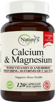 Calcium & Magnesium - With Vitamin D 3 & Boron - Providing 10 Forms of Calcium Offered by Nature's Potent