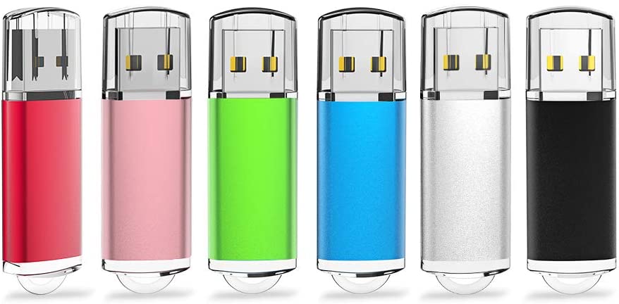 KEATHY 6 Pack 16GB USB Flash Drive USB 2.0 Thumb Drive Memory Stick Jump Drive Pen Drive - Black/Red/Blue/Silver/Green/Gold (16GB, 6 Mixed Color)
