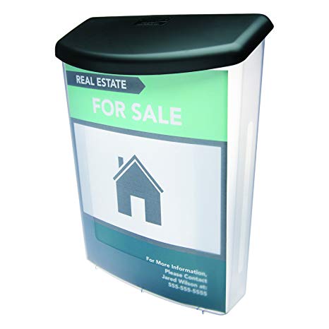 Deflecto 790901 Outdoor literature display box, clear with black lid, 10w x 4-1/2d x 13-1/8h