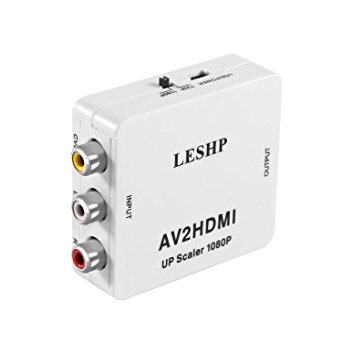 LESHP AV to HDMI Converter Adapter 1080P with USB Cable for TV/ PC/VCR / Blue-Ray DVD Players Supporting PAL/ NTSC Etc.