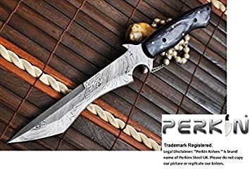 Perkin Knives - Handmade Damascus Steel Hunting Knife Full Tang - Work of Art