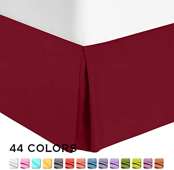 Nestl Bedding Bed Skirt - Soft Double Brushed Premium Microfiber Dust Ruffle - Luxury Pleated Dust Ruffle, Hotel Quality Sleek Modern Bed Skirt, Easy Fit with 14 in Tailored Drop, Twin XL, Burgundy