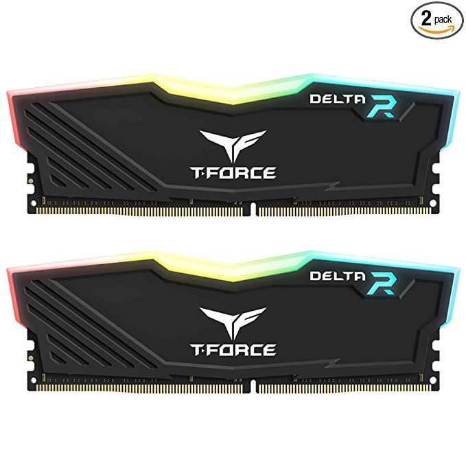 TEAMGROUP T-Force Delta RGB DDR4 16GB (2x8GB) 2666MHz (PC4-21300) CL15 Desktop Memory Module ram TF3D416G2666HC15BDC01 - Black