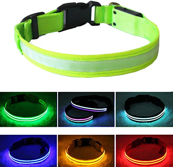PPWW Light Up Dog Collars - Dog Collar Light - Dog Collar - Led Dog Collar - Dog Light - Dog Lights for Night Walking - USB Rechargeable, Waterproof, 3 Mode Settings