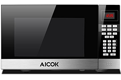 Microwave Oven 1.1 cu. ft. Aicok Countertop Microwave Multi-Stage Sensor Cooking, Touch Control Panel with ECO Mode and Sound On/Off, Popcorn Button, Auto Weight & Time Defrost, Child-Safe Lock, 900W