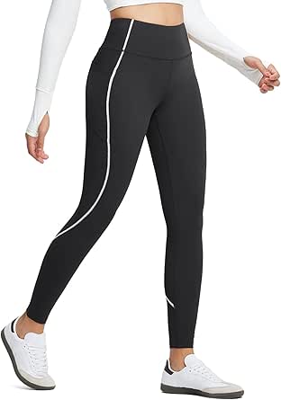 BALEAF Women's Leggings with Pockets for Yoga Workout High Waisted Legging Tummy Control Petite Ankle Pants