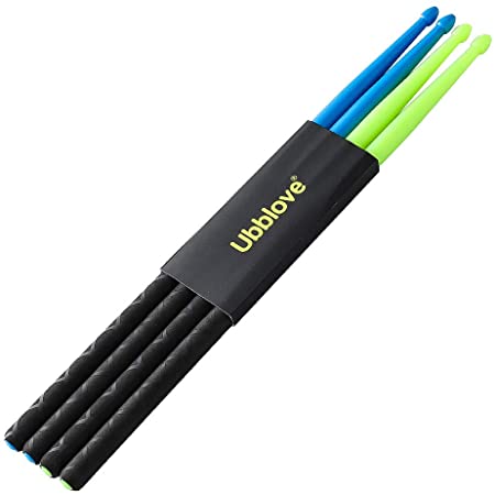 Ubblove Nylon Drumsticks 5A 2 pair with ANTI-SLIP Handles for Drum Light Durable Plastic Exercise 2 Pair Drum Sticks for Kids Adults Musical Instrument Percussion Accessories (Blue and Green)