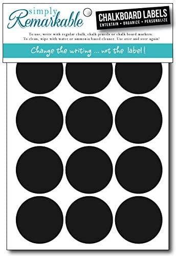 Simply Remarkable Reusable Chalk Labels - 24 Circle Shape 1.75" Chalk Stickers Wipe Clean and Reuse Organizing, Decorating, Crafts, Personalized Hostess Gifts, Wedding and Party Favors