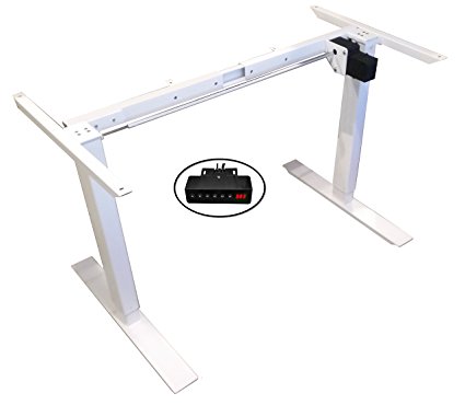 AnthroDesk Sit to Stand Electric Adjustable Height Standing Desk with Preset Controls (White Programmable)