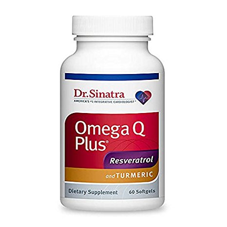Dr. Sinatra’s Omega Q Plus Resveratrol and Turmeric Supplement Delivers Advanced Support for Healthy Inflammation, Circulation, Blood Pressure, and Overall Heart Health, 60 Softgels (30-day supply)