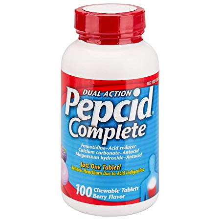 Pepcid Complete Dual Action Acid Reducer and Antacid Berry Flavored Chewable Tablets 100 Count Bottle by Pepcid Complete