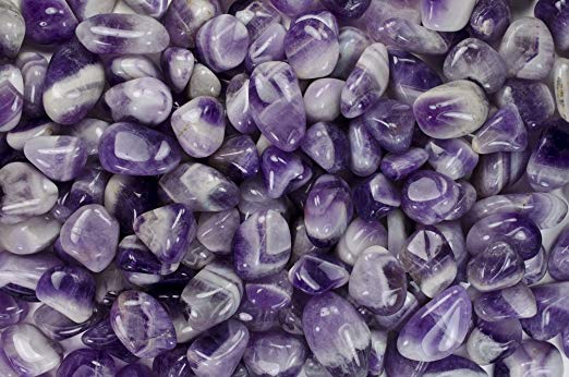Fantasia Materials: 1 lb Tumbled Banded Amethyst AA Grade Stones from India - Large 1" Bulk Natural Polished Gemstone Supplies for Crafts, Reiki, Wicca and Energy Crystal HealingWholesale Lot