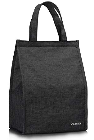 Lunch Bag, VAGREEZ Insulated Lunch Bag Large Waterproof Adult Lunch Tote Bag For Men or Women (Black)