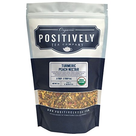 Organic Turmeric Peach Nectar Rooibos Tea, Loose Leaf Tea Bag, Positively Tea LLC. (1 LB.)