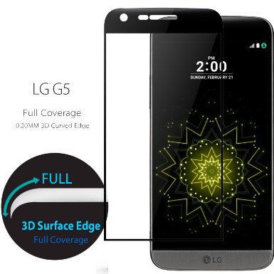 CONMDEX LG G5 Screen Protector 3D Full Cover Tempered Glass Screen Protector for LG G5 Invisible Shield Anti-Scrath Anti-Bubble (Black 3D)