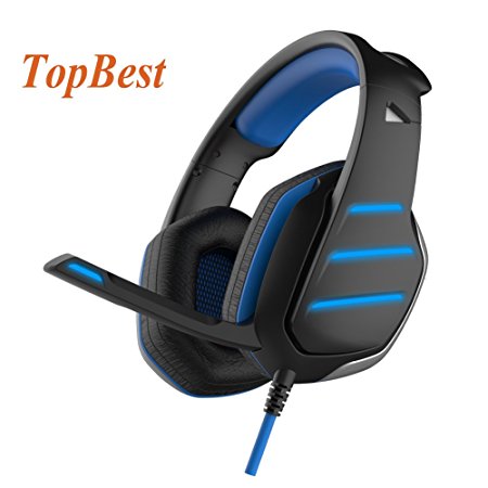 PC Gaming Headset 2017 TopBest Beexcellent GM-3 Wired Stereo LED Light Bass Over-ear Professional Gaming Headphones with 3.5mm Mic Noise Isolating for Laptop Tablet mobile phone and PS4