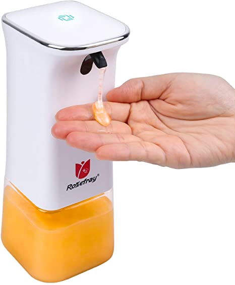 Rosefray Automatic Soap Dispenser, 350ml Touchless Hand Sanitizer/Alcohol/Gel Dispenser, Hand-Free Adjustable Wall Dispenser for Bathroom Kitchen Hospital