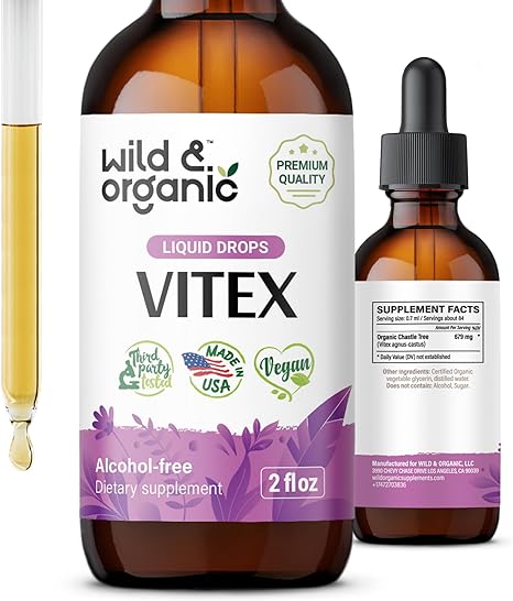 Vitex Supplement for Women - Organic Chasteberry Tincture - Vegan, Alcohol Free Chaste Tree Berry Drops - 2 fl oz