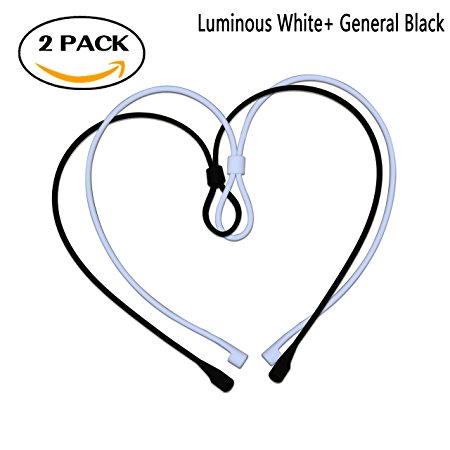 AirPods Strap, Kinnara Air Pods Sports Strap Wire Rope Connector for iPhone 7 / 7 Plus Apple Airpods,Never Lose Your Airpods, ([Luminous White & General Black])