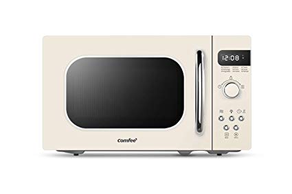 Comfee AM720C2RA-A Retro Style Countertop Microwave Oven with 9 Auto Menus Position-Memory Turntable, Eco Mode, and Sound On/Off (Cream)