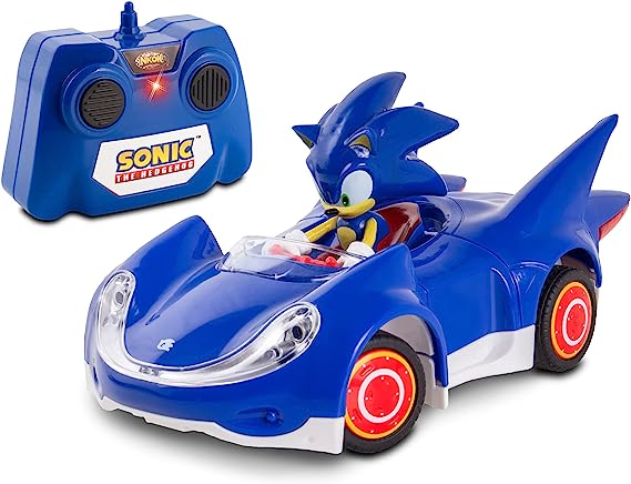 Sonic & Sega All-Stars Racing RC: Sonic - NKOK (681), 1:28 Scale 2.4GHz Remote Controlled Car, 6.5" Compact Design, Officially Licensed Sega Sonic The Hedgehog, Battery Powered, Ages 6