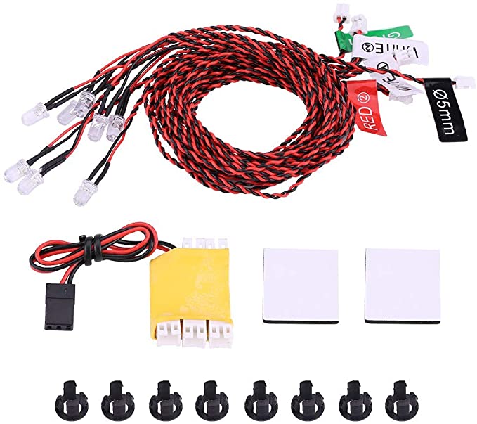 Dilwe RC Flashing Light, 8 LED Lighting System Kit Simulation Flashing Lights for RC Airplane Helicopter