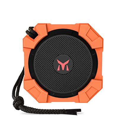 Portable Outdoor Bluetooth Speaker, Monstercube Water Resistant Wireless Shower Speaker with Microphone, 5W Output Power with Enhanced Bass - Orange