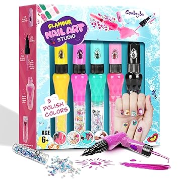 Combaybe Kids Nail Polish Set for Girls - Nail Kit for Girls Ages 7-12 - Girls Gifts - Non toxic Nail Polish Girl stuff for Spa Makeup Manicures, Toys Gift for Girls 6 7 8 9 10-12 Years Old