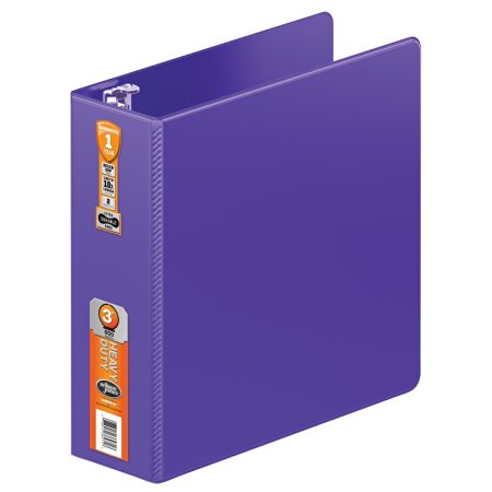 Wilson Jones Heavy Duty Round Ring Binder with Extra Durable Hinge, 3-Inch, Purple (W364-49-267)