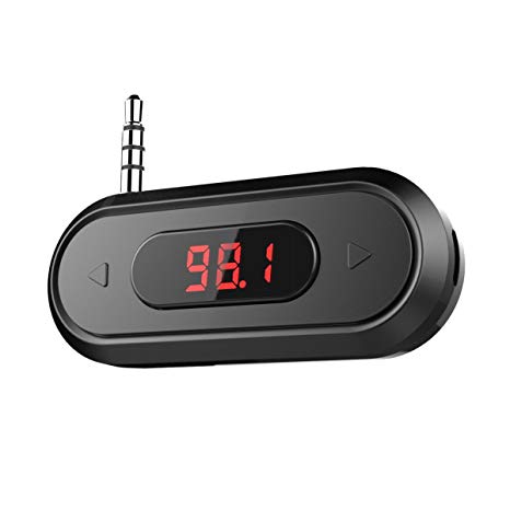 FM Transmitter, Doosl® FM Transmitter Hands-free Calling Wireless Audio Radio Adapter Car Kit with 3.5mm Jack for iPhone 6 6 Plus 5S 5C Samsung Galaxy S6 S6 Edge S5 S4 and Other Audio Players.