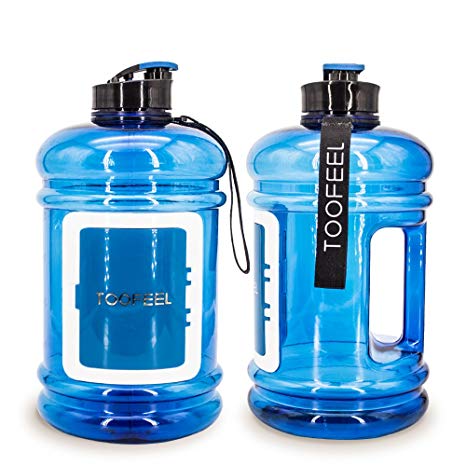 TOOFEEL Sports Water Jug 2.2L Big Water Bottle BPA Free 73OZ Hot Cold Tritan Large Drinking Jug Canteens with Money/Card/Key Drawer Shaker Bottle for Camping & Hiking Training