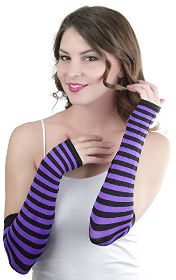 ToBeInStyle Women's Striped 100% Nylon Arm Length Warmers