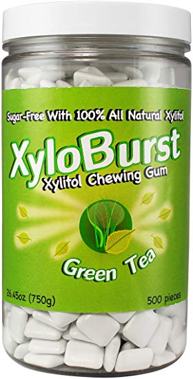 Focus Nutrition, XyloBurst Sugar-Free Xylitol Chewing Gum Jar, Green Tea - 500 Pieces