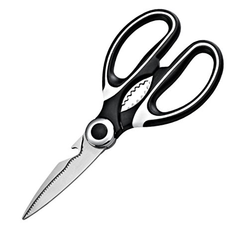 Ultra Sharp Premium Heavy Duty Kitchen Shears and Multi Purpose Scissors - Multi-Purpose Utility Scissors for Chicken, Poultry Fish Meat Vegetables Herbs and BBQ - Black White