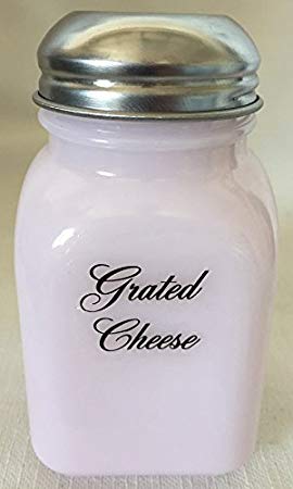 Square Stove Top Spice Shaker Jar - Mosser USA - Crown Tuscan Pink Milk Glass (Grated Cheese)