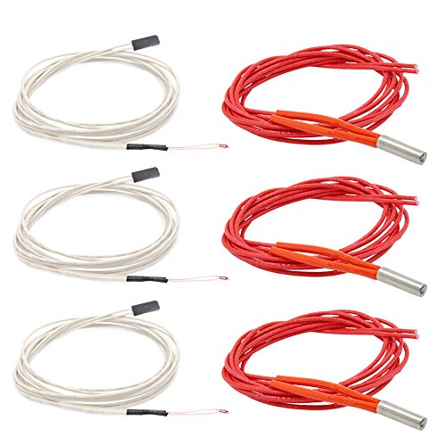 3Pcs NTC 3950 100K Thermistor with 1 Meter Wiring and Female Pin Head   3pcs 12V 40W 620 Ceramic Cartridge Heater for 3D Printer Heatbed or Hot End