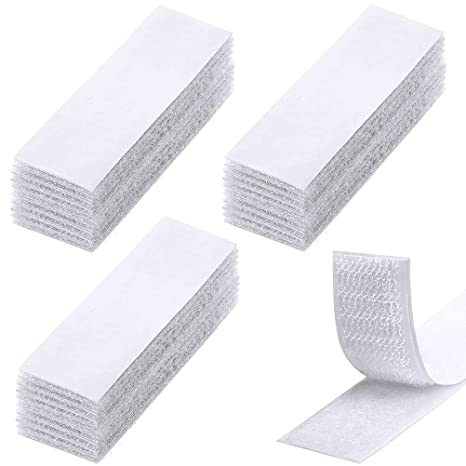 20Pcs Double-Side Hook Loop Tape Strips, Heavy Duty Hook and Loop Tape Strips with Adhesive Sticky Back Fastener for Walls,Floor, Plastics, Glasses, Metals (10x3cm, White)