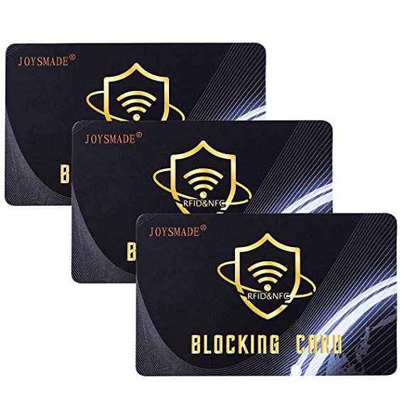 3Pcs RFID Blocking Card, Protection Entire Wallet and Purse Shield, Contactless NFC Bank Debit Credit Card Protector Blocker (Black)