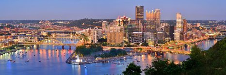Pittsburgh Skyline at DUSK Downtown City COLOR Art Print Version 12 inches x 36 inches Photographic Panorama Poster Print Photo Picture Standard Size