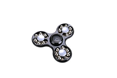 Rnging 18 Beads Aluminum Alloy Finger Gyro Tin Box Packing Fidget Hand Spinner EDC Finger Toy For Adults and Children Playing(black)